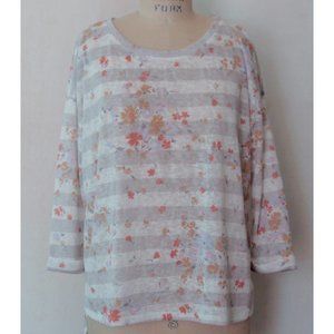LAUREN CONRAD STRIPED FLORAL KNIT TOP XXL